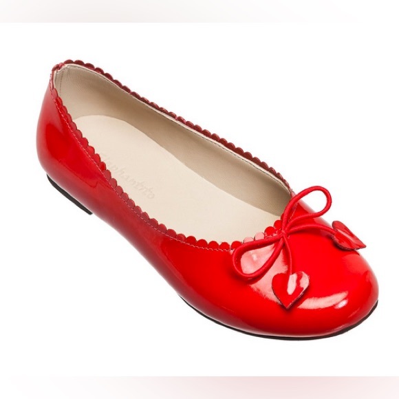 Elephantito girls red patent ballet with heart tassel - Picture 2 of 3